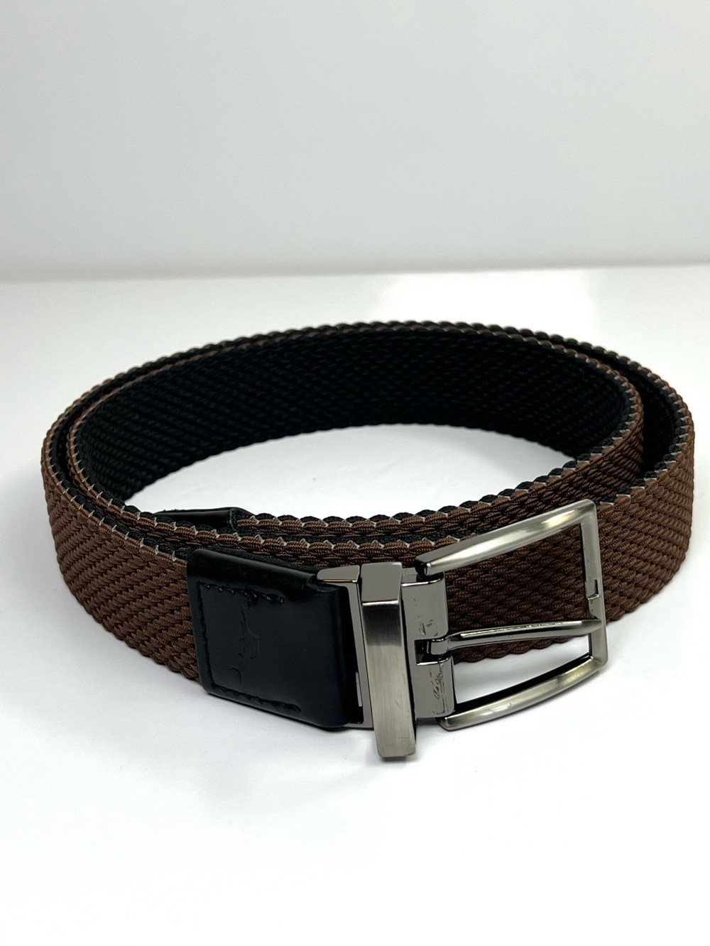 Tommy Bahama Reversible Canvas Stretch Belt S/M Black/Brown Business Casual